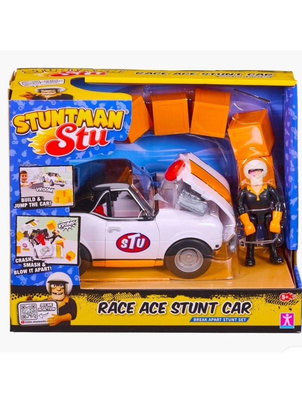 Stuntman Stu Race Ace Stunt Car Break Apart Stunt Set New Sealed Authentic
